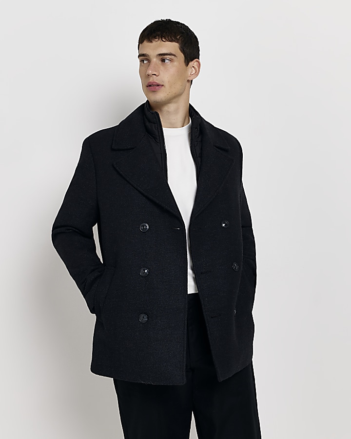 Mens fitted outlet peacoat