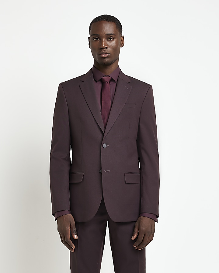 Mens suit hot sale jacket burgundy