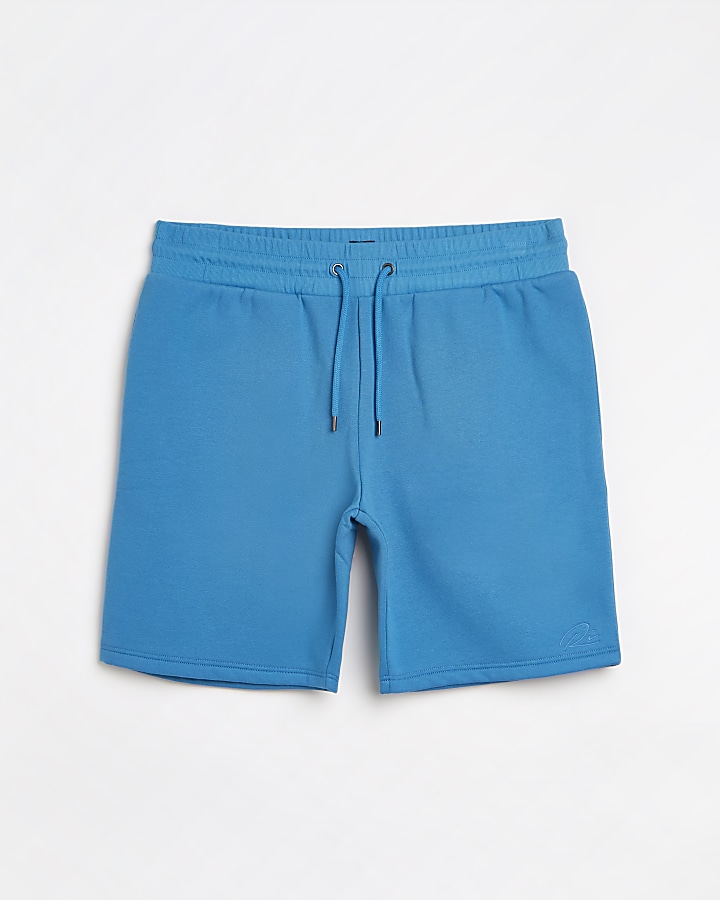 Blue RI branded slim fit jersey shorts