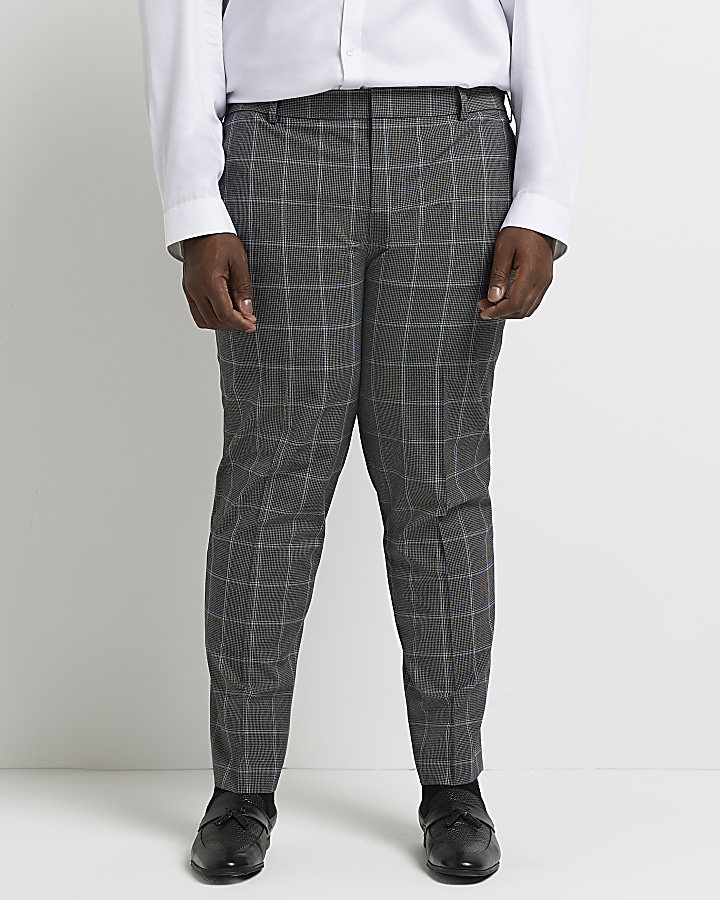 Big & Tall Grey Slim fit Check suit trousers