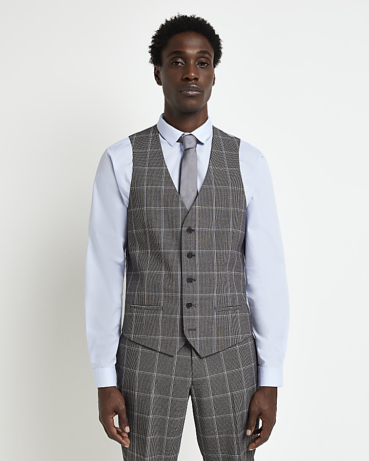 Grey hot sale patterned waistcoat