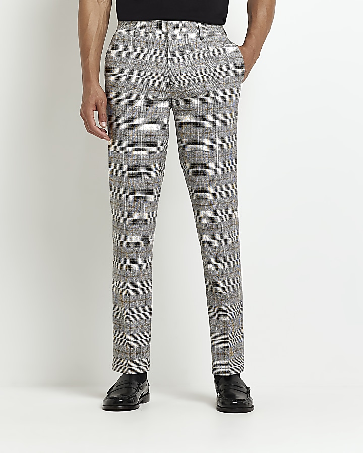 Slim checkered sale trousers