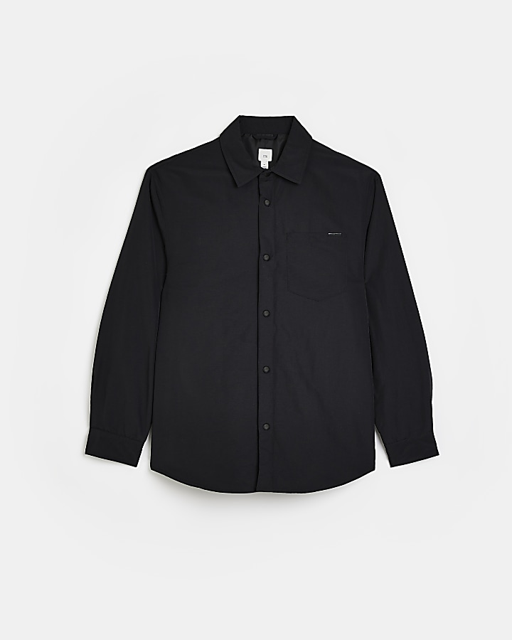 Black Regular fit Nylon Padded Overshirt | River Island