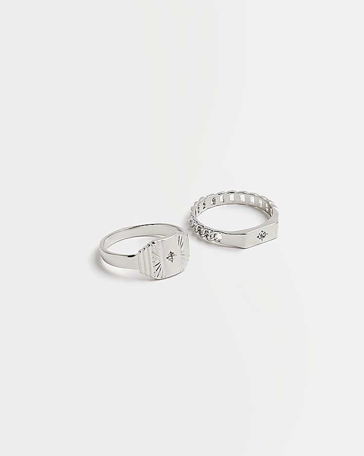 Silver colour rings multipack