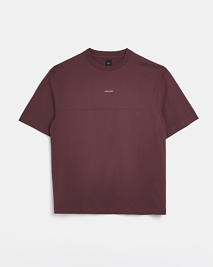 Purple oversized fit seam t-shirt