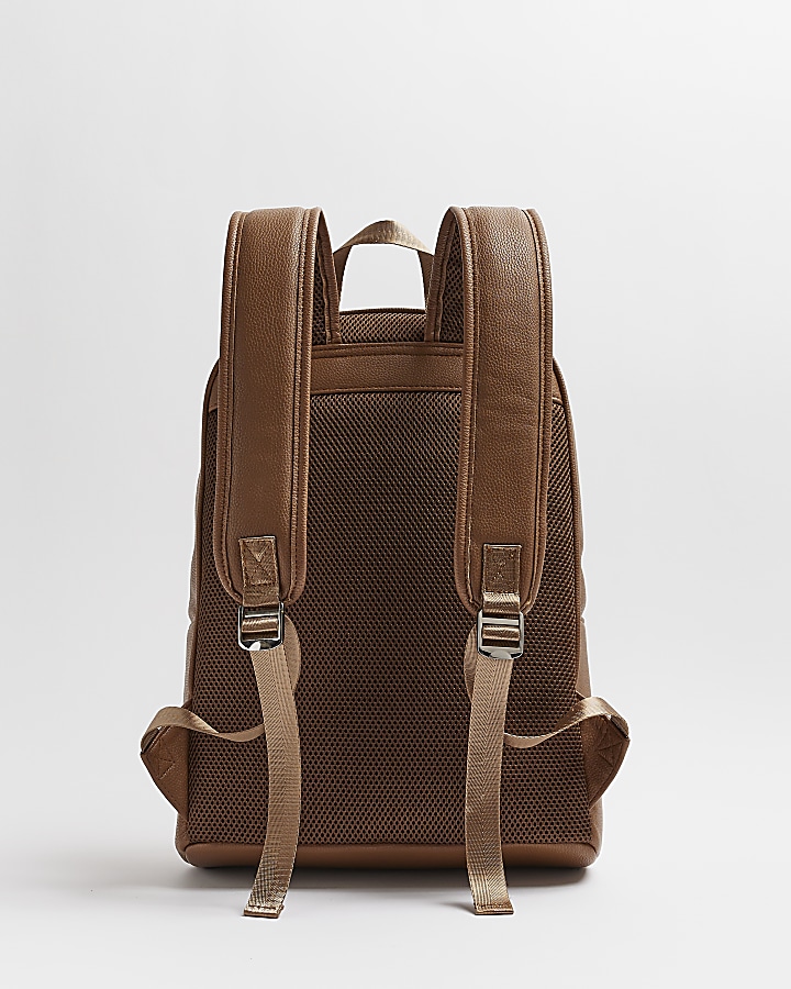 Brown Faux Leather zip fastening backpack