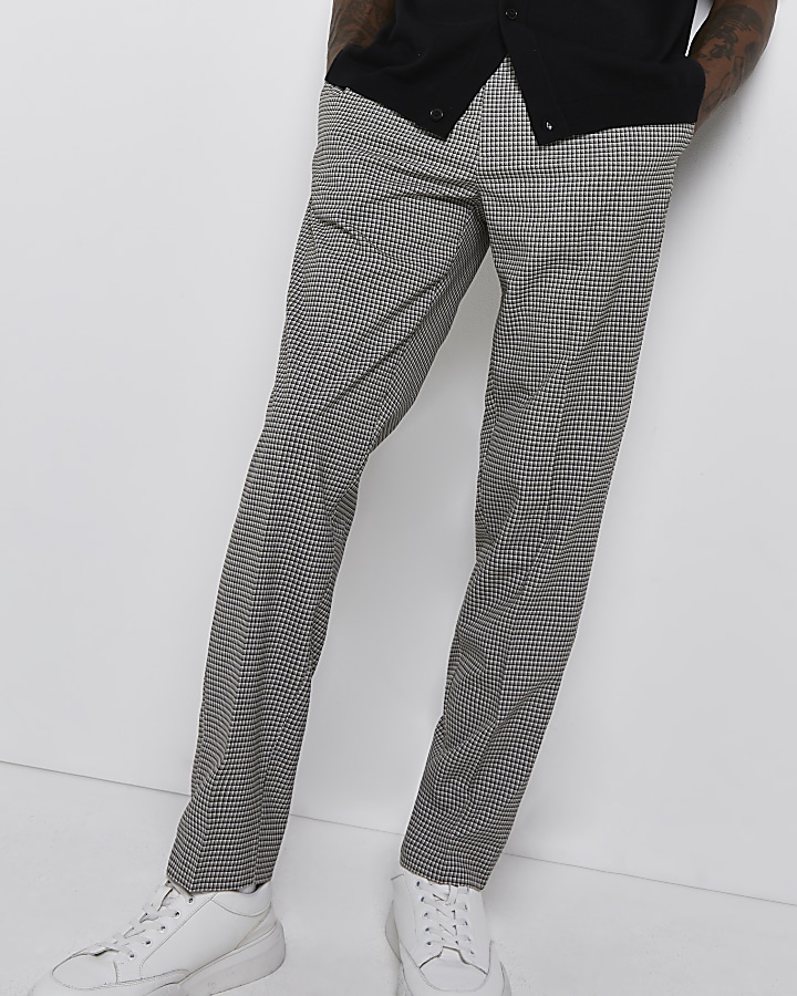 Grey Slim fit check trousers