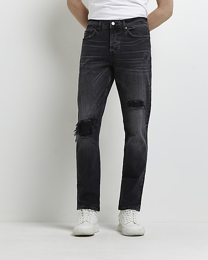 Black ripped sale jeans mens levis