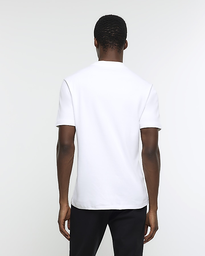 White RI Studio slim fit high neck t-shirt | River Island