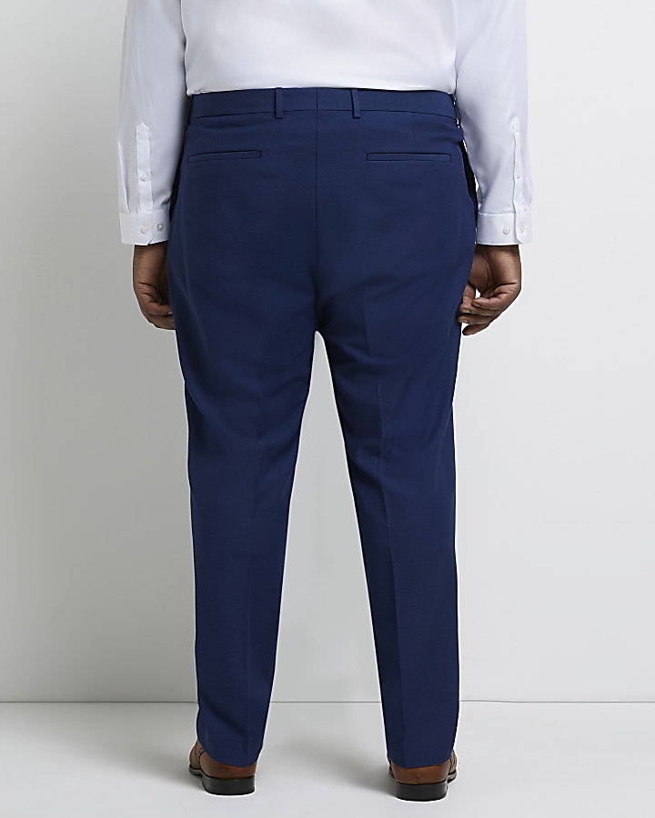 Big & tall blue slim fit twill suit trouser