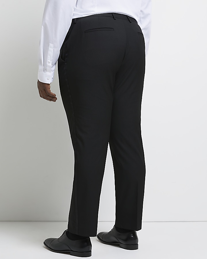 Big and Tall Black slim fit tux suit trousers