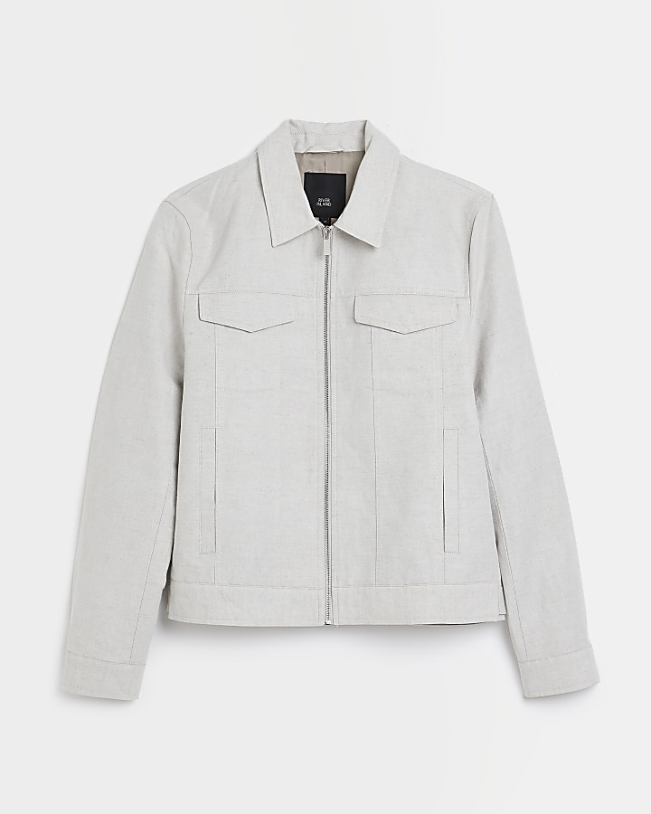Stone Regular fit Linen blend Western jacket