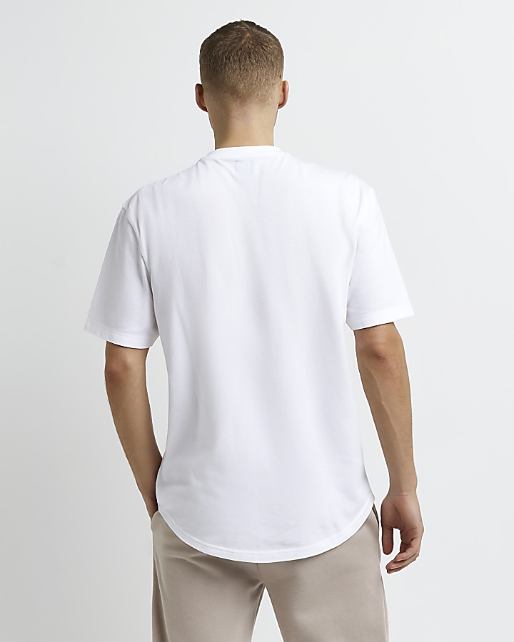 White regular fit Pique t-shirt | River Island
