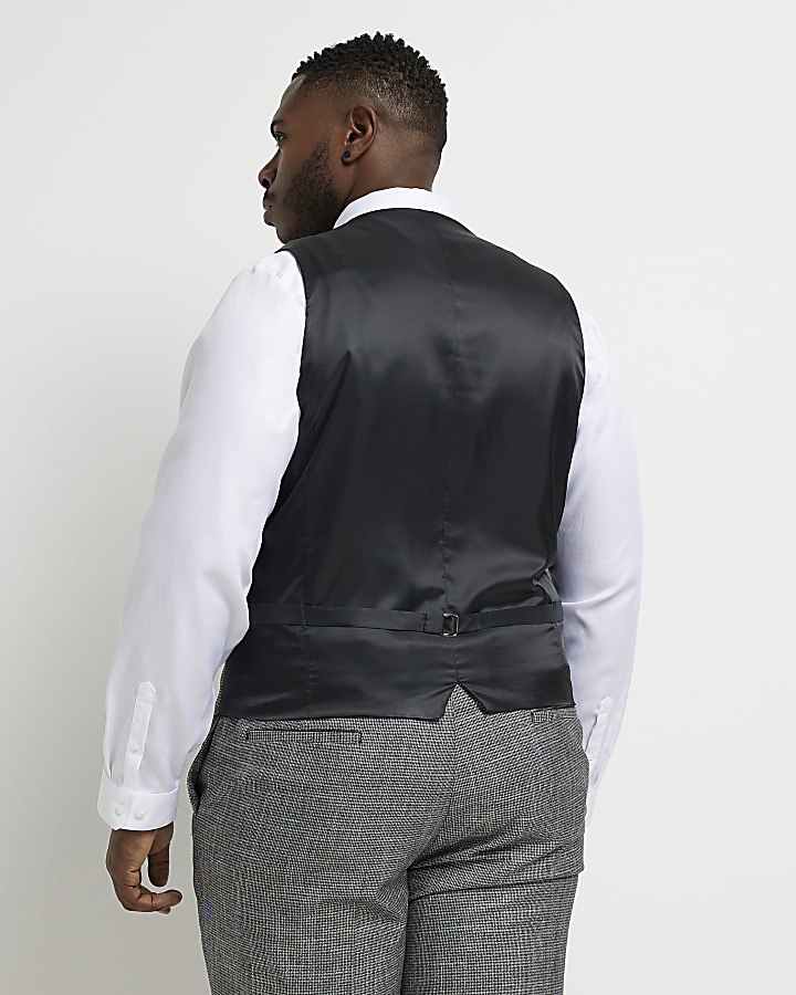Big & Tall Grey Houndstooth waistcoat