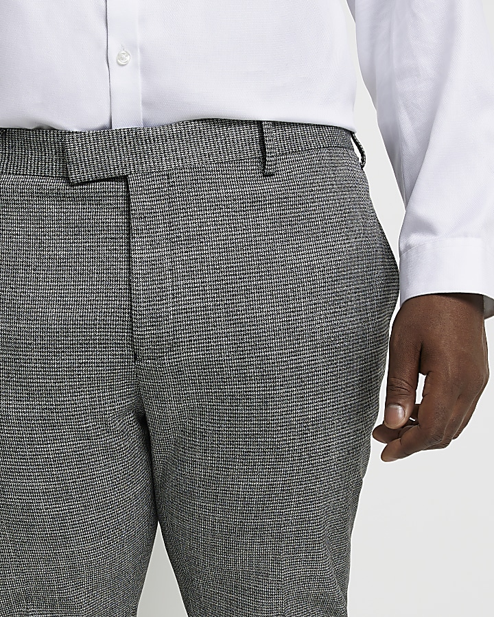 Big & Tall grey houndstooth suit trousers River Island
