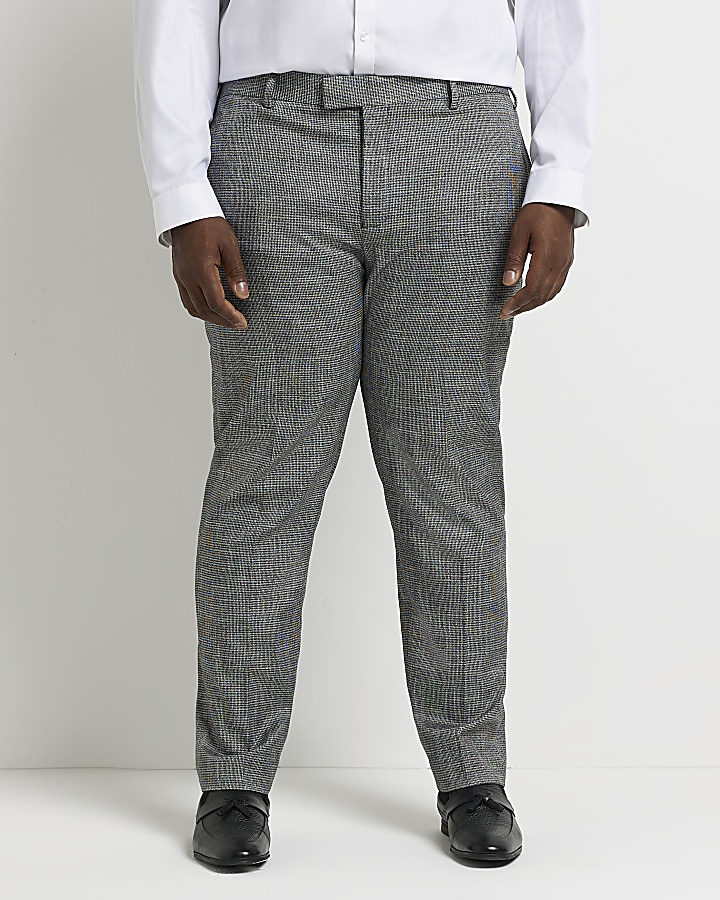 Big & Tall grey houndstooth suit trousers