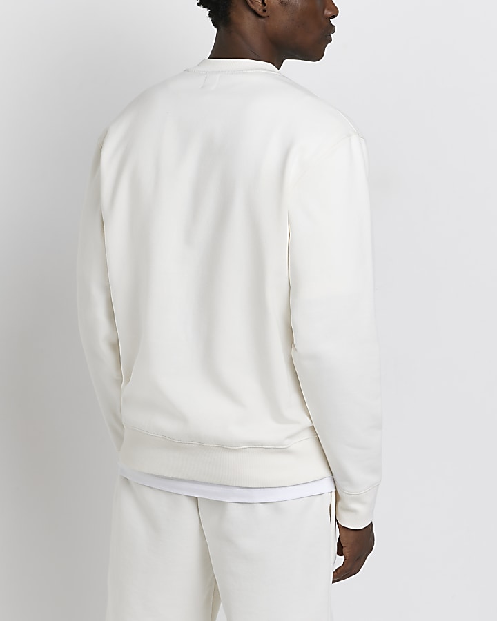 Cream regular fit sweatshirt