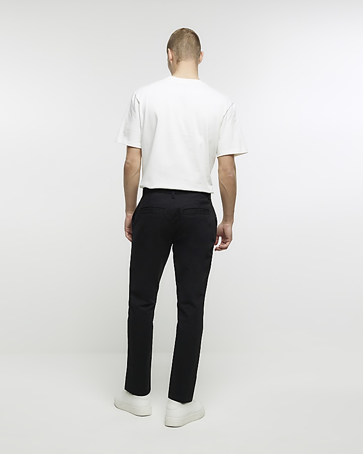Black Skinny fit smart chino trousers | River Island
