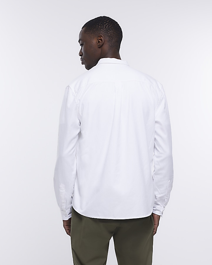 White regular fit twill lyocell shirt | River Island
