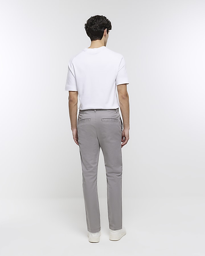 Grey Skinny fit smart chino trousers | River Island