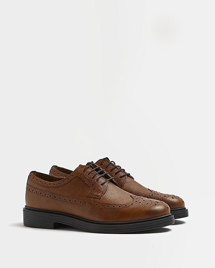 Brown lace up brogue shoes