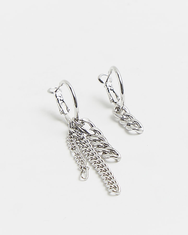 Silver chain drop earrings