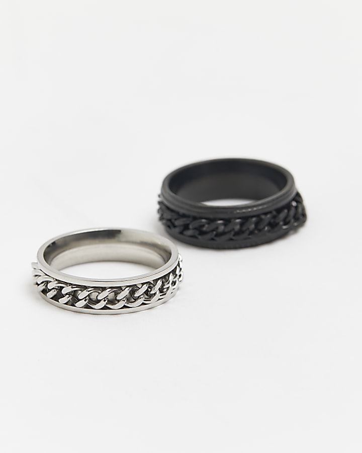 Black stainless steel rings multipack