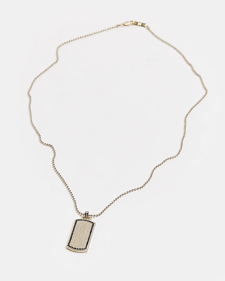 Gold colour crystal dog tag pendant