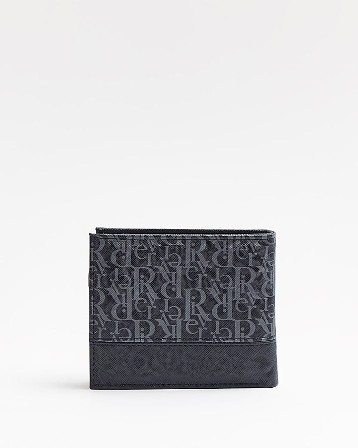 Navy RI monogram wallet with gift box