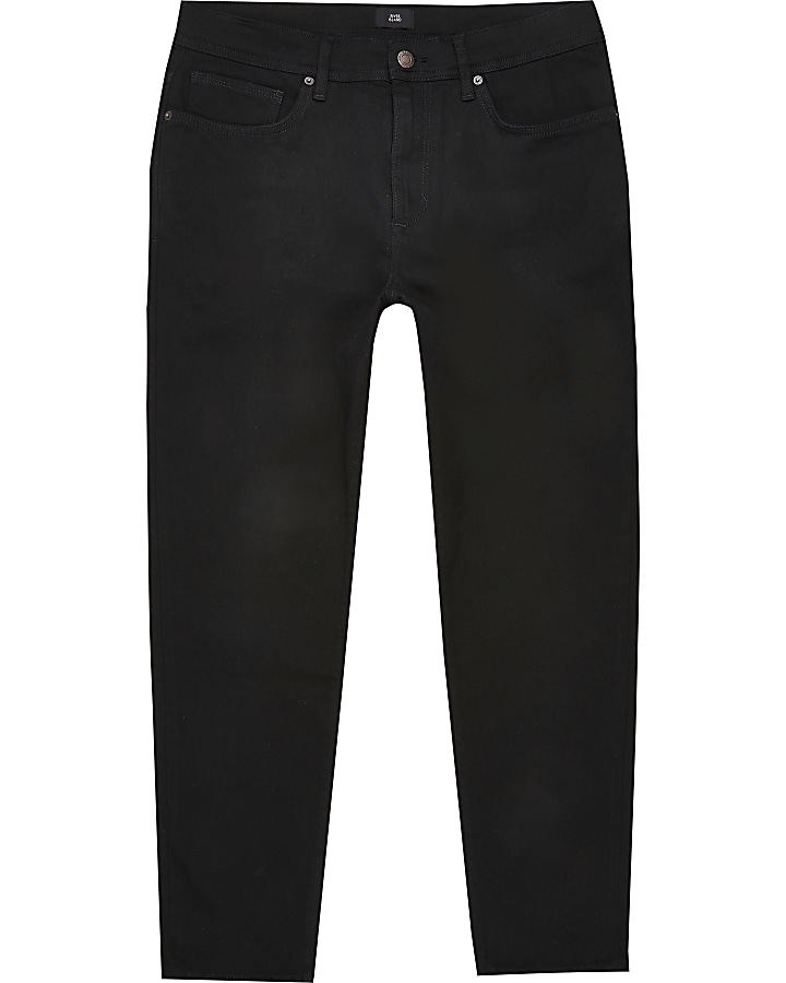 Big & Tall black tapered cropped jeans | River Island