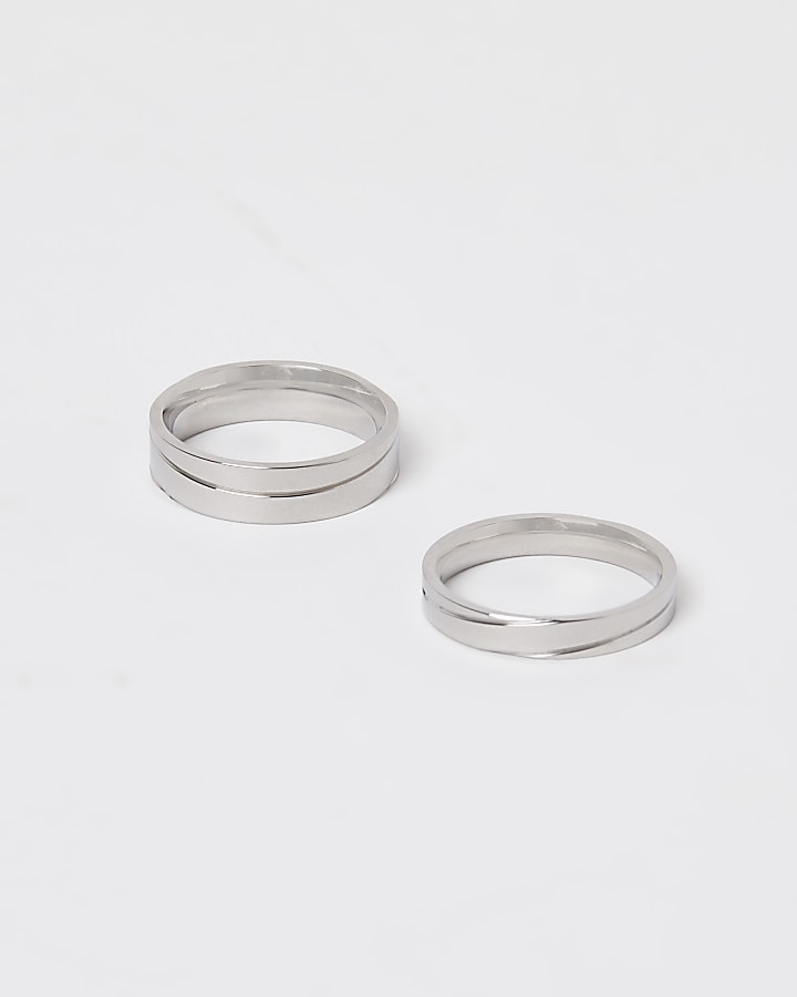 Silver colour Multipack of 2 rings