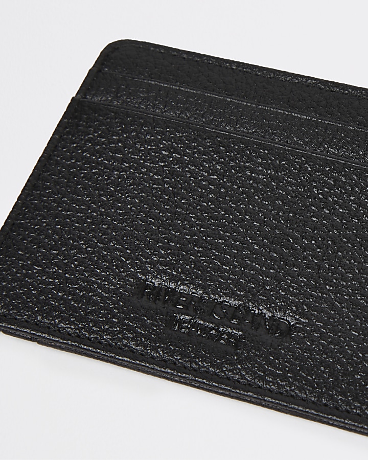Black RI branded pebbled leather cardholder