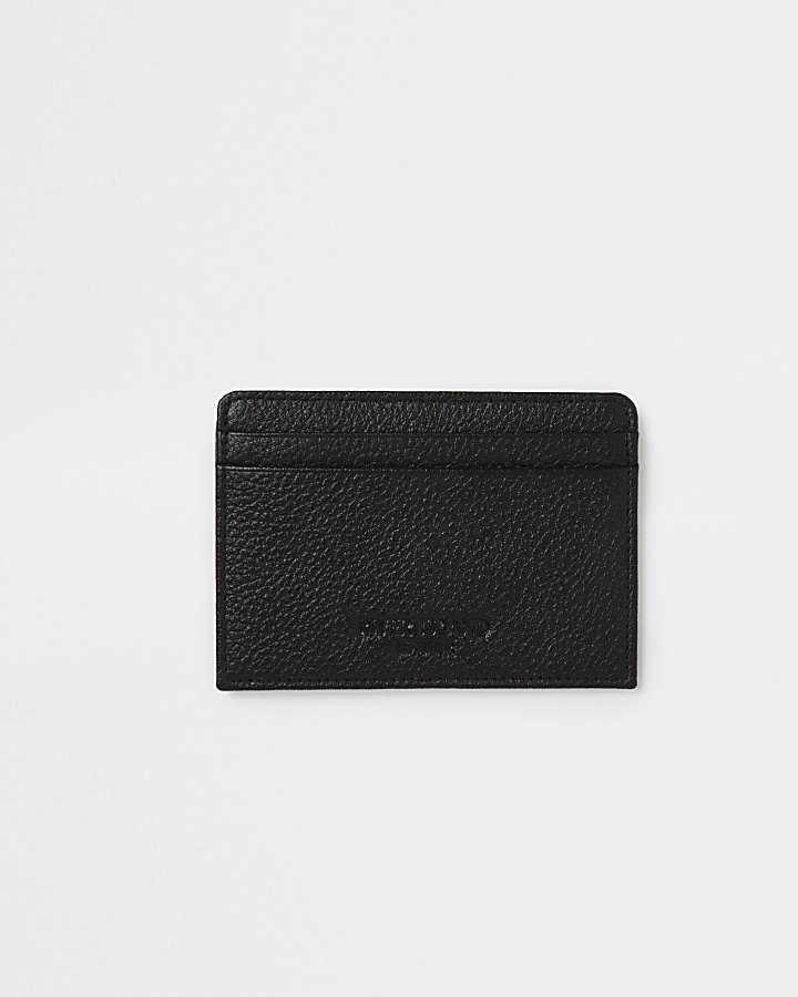Black RI branded pebbled leather cardholder