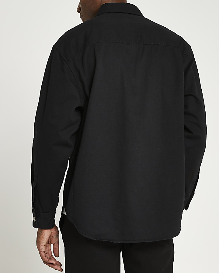 Black oversized fit twill shirt