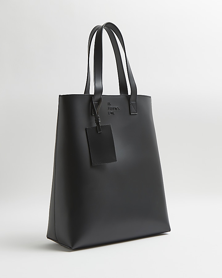Black RI Studio branded smooth PU tote bag