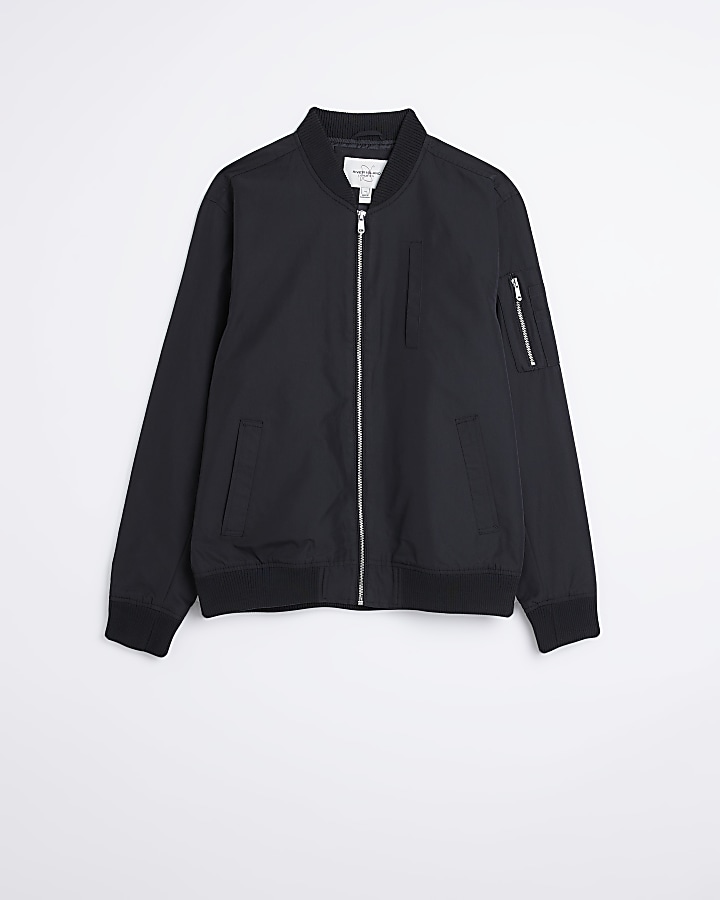 Black zip through bomber jacket