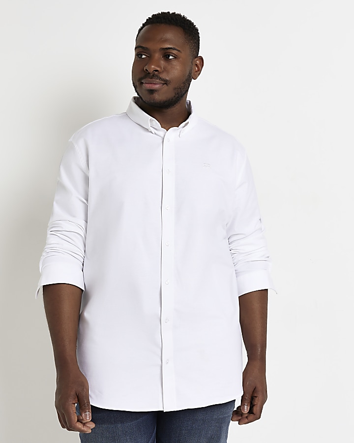 Big & tall white slim fit Oxford shirt