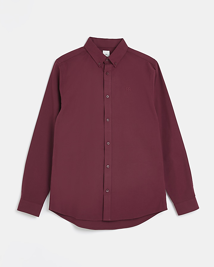 Red slim fit RR long sleeve oxford Shirt