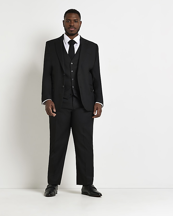 Big & tall black skinny fit suit trousers