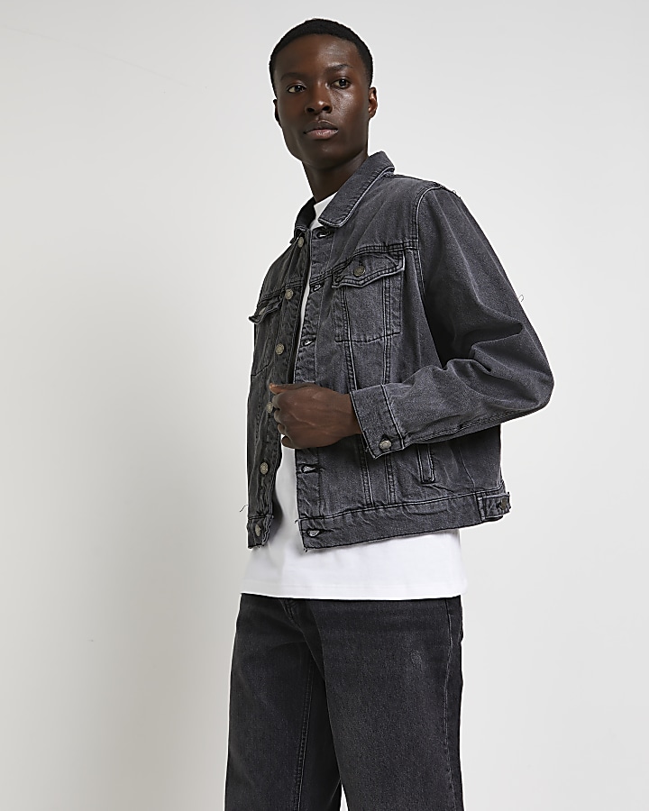 Mens river island denim jacket sale