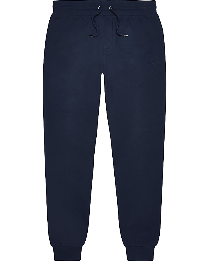 Navy RI embroidered slim fit joggers