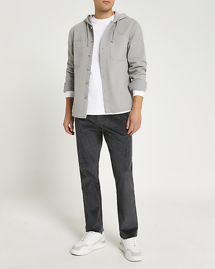 Grey relaxed fit cord trousers