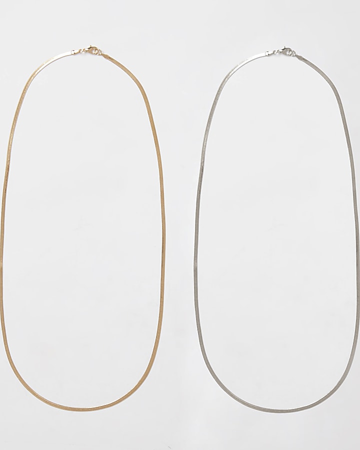 Gold & silver chain necklace 2 pack