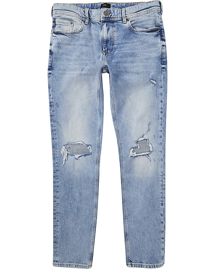 Blue ripped skinny fit jeans