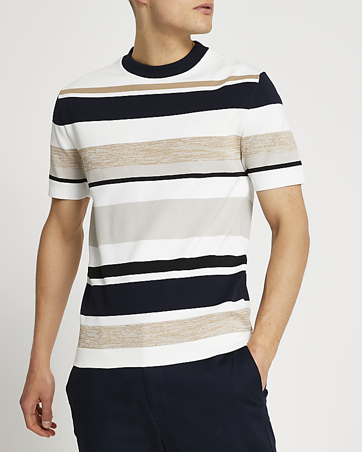 Stone stripe knit t-shirt
