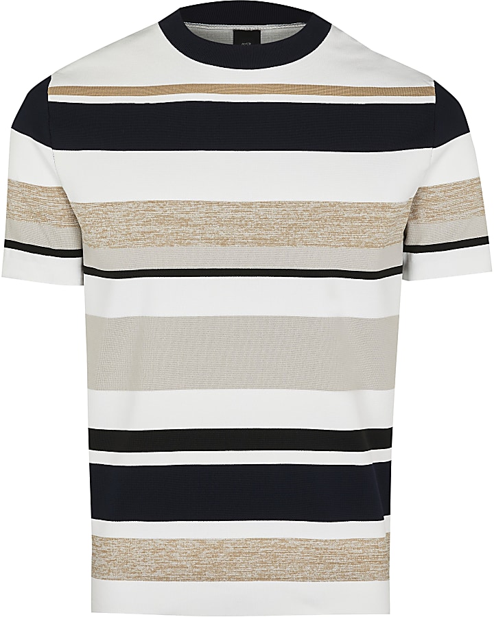 Stone stripe knit t-shirt