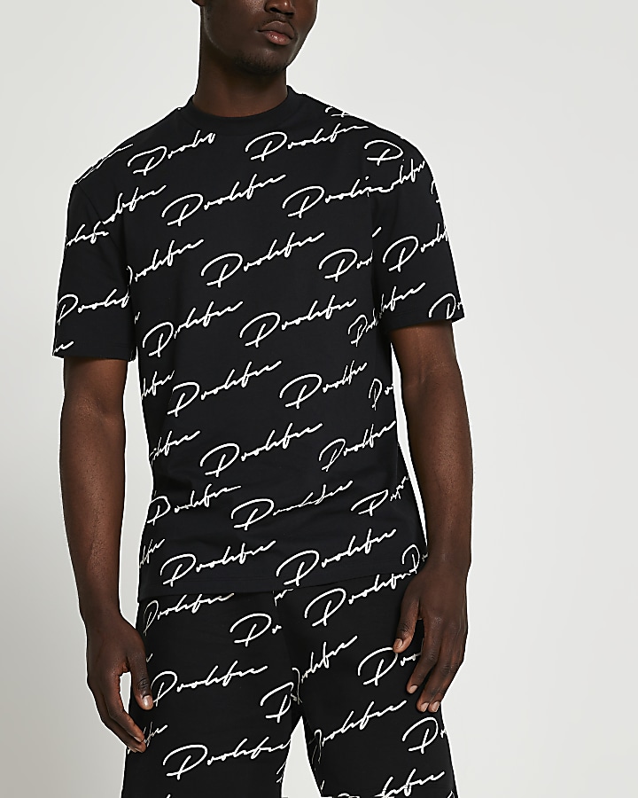 Prolific black monogram regular fit t-shirt