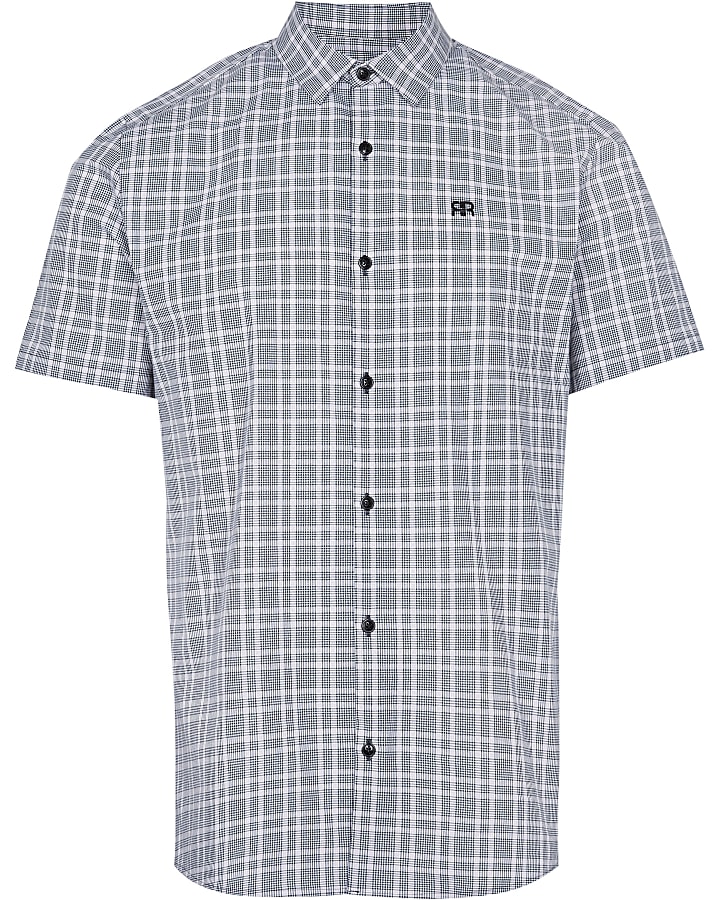 Grey check short sleeve shirt