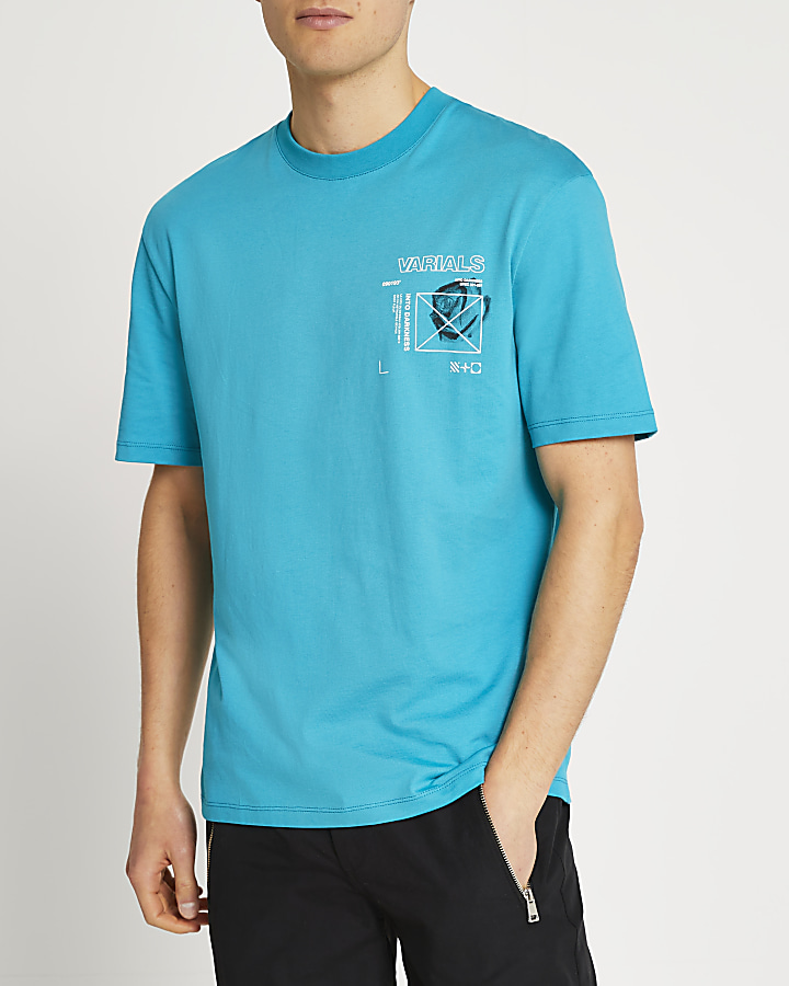 Blue floral graphic t-shirt