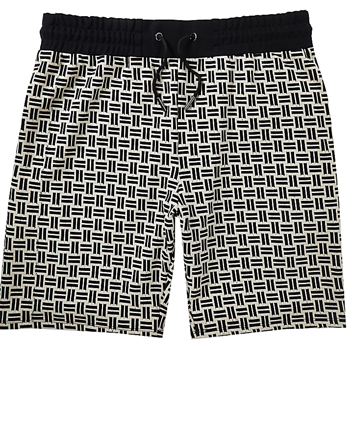 Stone geometric print slim fit shorts